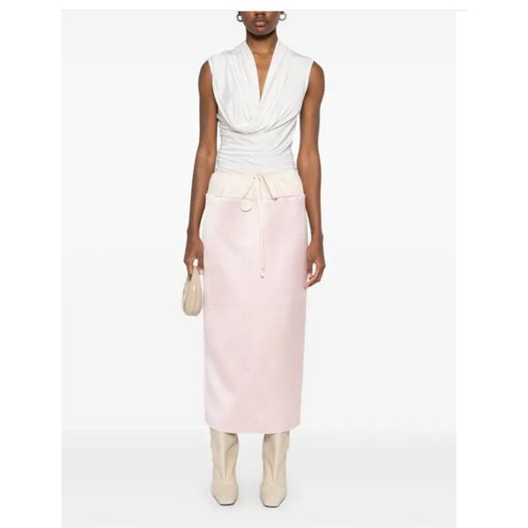 Khaite Chet Satin Maxi Skirt in Soft Pink 2 - Picture 1 of 9